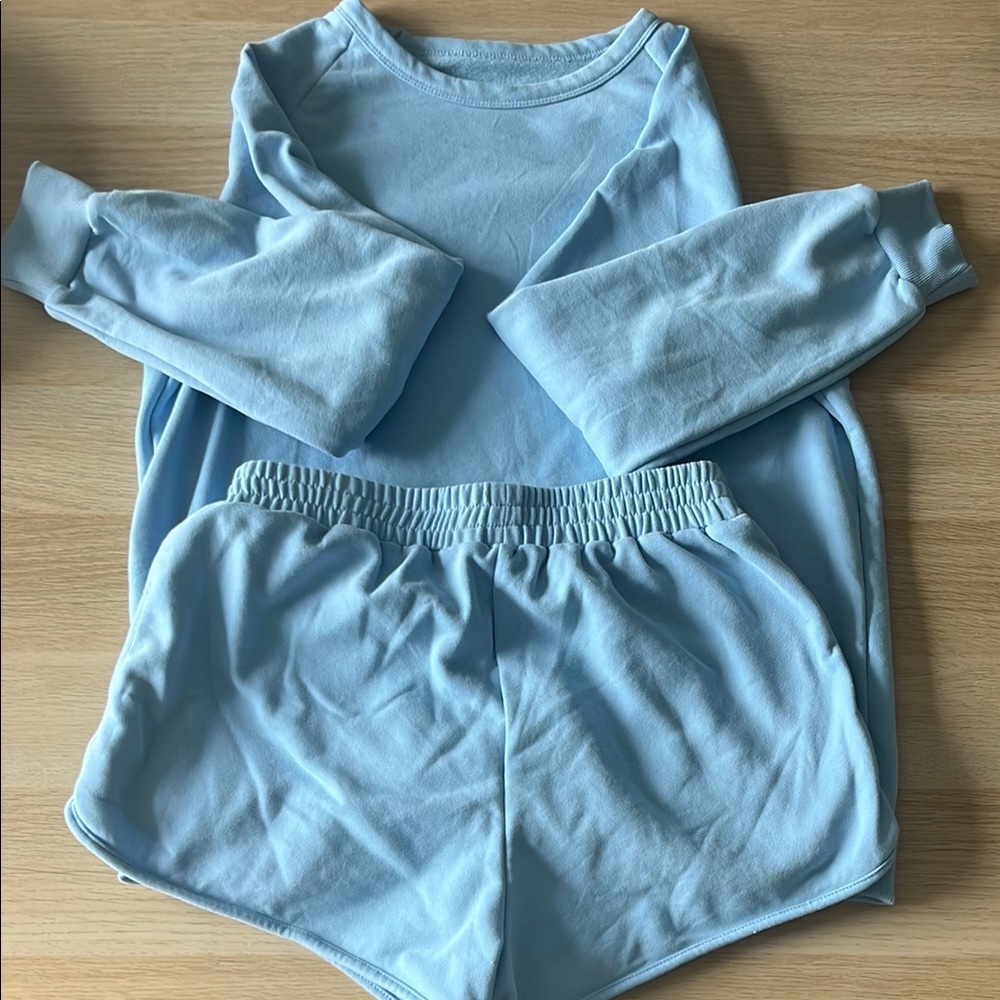 Light Blue Long Sleeve and Shorts Set